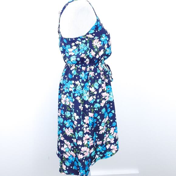 New Rue 21 Floral Summer Dress XS Sleeveless Navy Blue, Pink, Spaghetti Straps - Picture 4 of 7